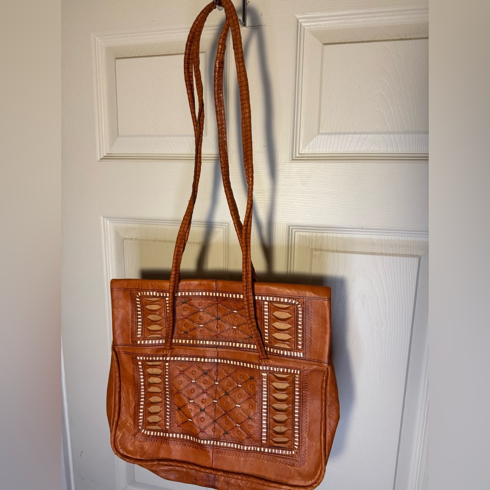 Elegant Tan Morrocan Hippie Tote with Intricate Design